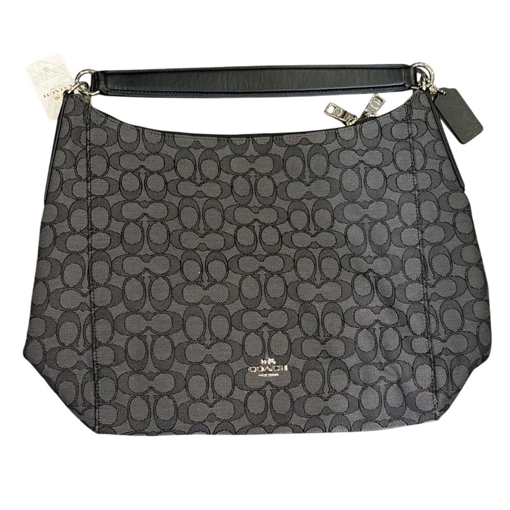 NWT Coach F58327 Celeste Convertible Hobo Bag Black Smoke Signature Canvas